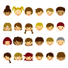 Kids Face Icons Set