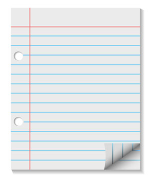 Ruled Notebook Paper with Page Curl