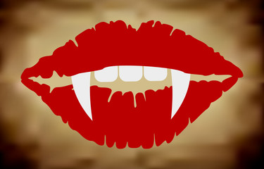 Vampire Lips On Grungy Background
