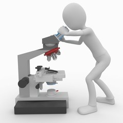 3d man with microscope
