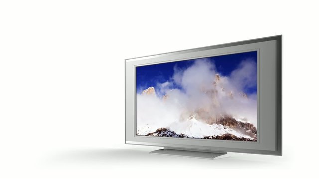 Plasma TV with a mountains screen
