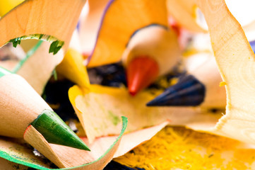 Sharpened pencils and wood shavings