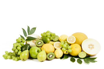 fresh green fruits isolated on white background