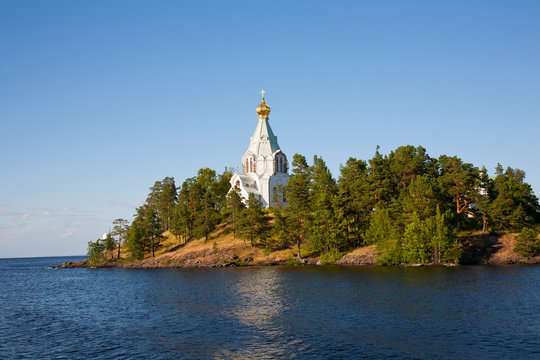 Ladoga lake. Island Valaam. Beautiful churches.