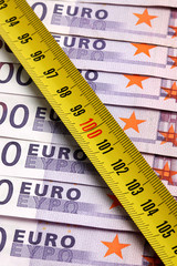 Euro money and meter, metric system