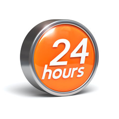 24 hours - 3D button with clipping path