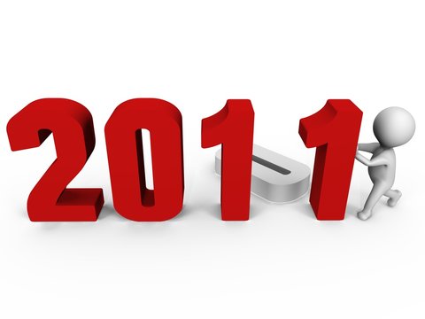 Replacing numbers to form new year 2011 - a 3d image