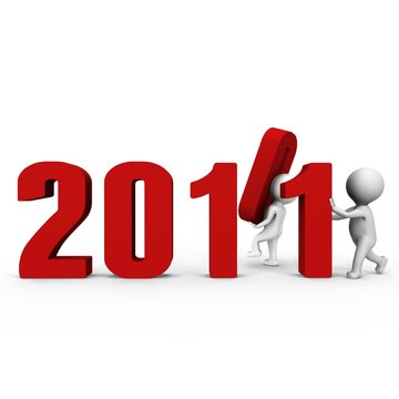 Replacing numbers to form new year 2011 - a 3d image