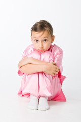 Girl in a pink kimono