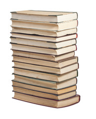 Books in a stack on white