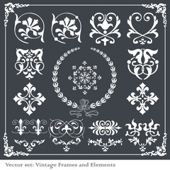 Vintage elements for frame or book cover, card