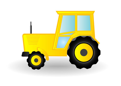 Vector illustration a yellow tractor on wheels