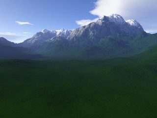 Fototapeta premium Schöne Berglandschaft mit schneebedeckten Gipfeln