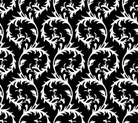 Seamless floral black and white pattern