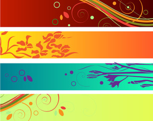 Set of different floral banners
