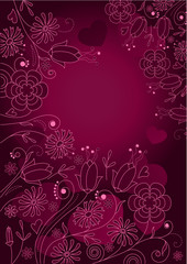 Purple background with ornate flowers