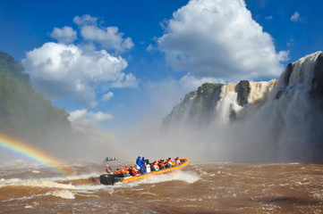 Fototapeta premium Iguazu river and boat