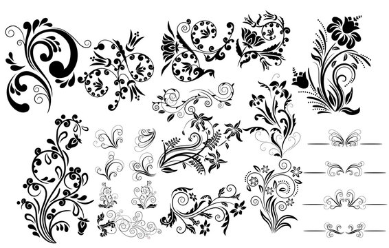 Collection of different tattoo design elements