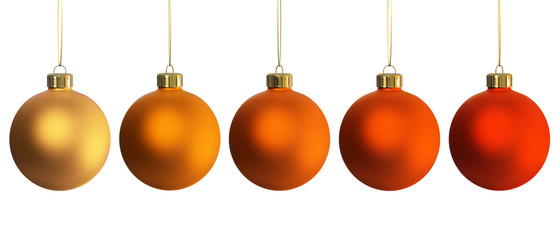 Christmas decoration five golden ornaments