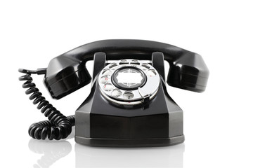 Vintage black rotary phone (with clipping path)