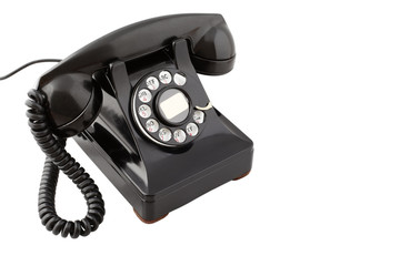 Vintage black rotary phone (with clipping path)