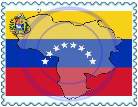 Venezuela map flag stamp