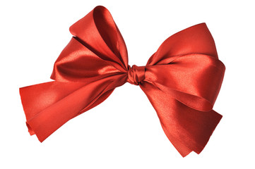 Red ornamental bow over white