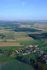 Aerial view of french village countryside