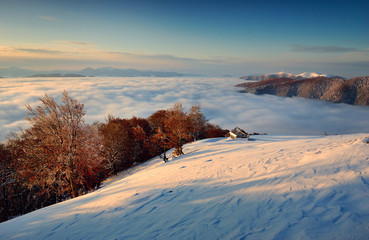 The first snow in mountains