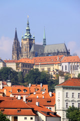 Naklejka na ściany i meble The View on Prague summer gothic Castle above River Vltava