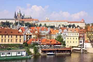 Naklejka na ściany i meble The View on Prague summer gothic Castle above River Vltava