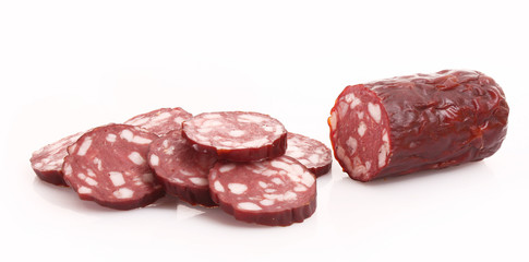 Smoked sausage isolated on white