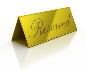 golden reservation sign on the white background