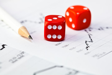 Market data and two red dice