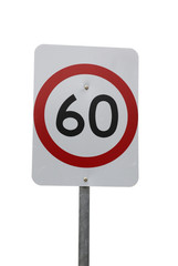 60 km speed sign isolated on white