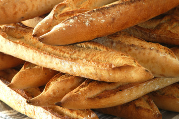 Baguette, gestapelt