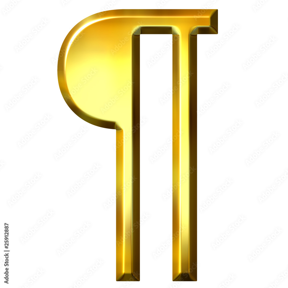 Sticker 3d golden pilcrow paragraph symbol