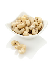 small bowl of cashew nuts isolated