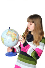 girl with globe