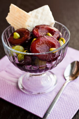 Plums marinated in wine