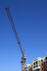 high-rise building and crane