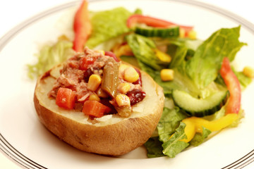 Jacket Potato with Tuna and Mixed Bean Salad
