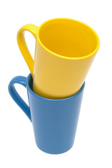 yellow and blue mug