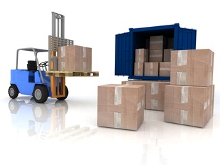 Loading of boxes is isolated in a container