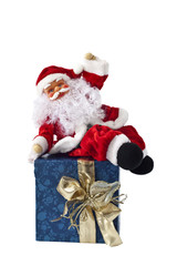 Santa Claus sitting on a parcel
