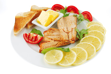 fillet salmon on white