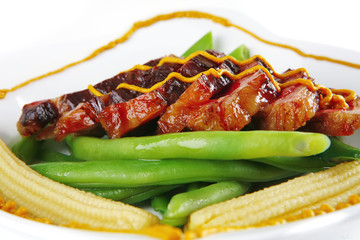 roast meat served on plate