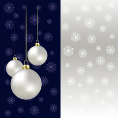 Fototapeta na wymiar Christmas balls and snowflakes on a grey background