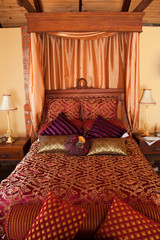 luxurious red purple bed