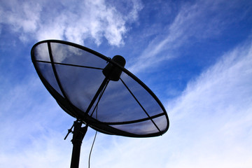 satellite disc against blue sky